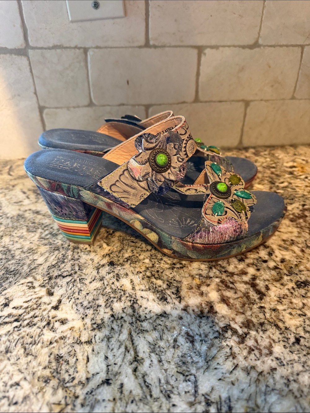 L'Artiste by Spring Step Womens Rossie Leather Heeled Sandals size 40